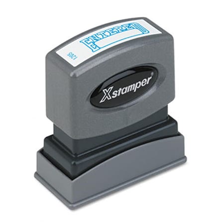 Xstamper Eco-Green One-Color Title Message Stamp- ENTERED- Pre-Inked/Re-Inkable- Blue 1205